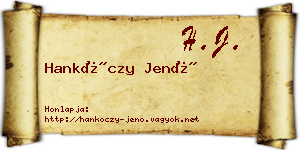 Hankóczy Jenő névjegykártya